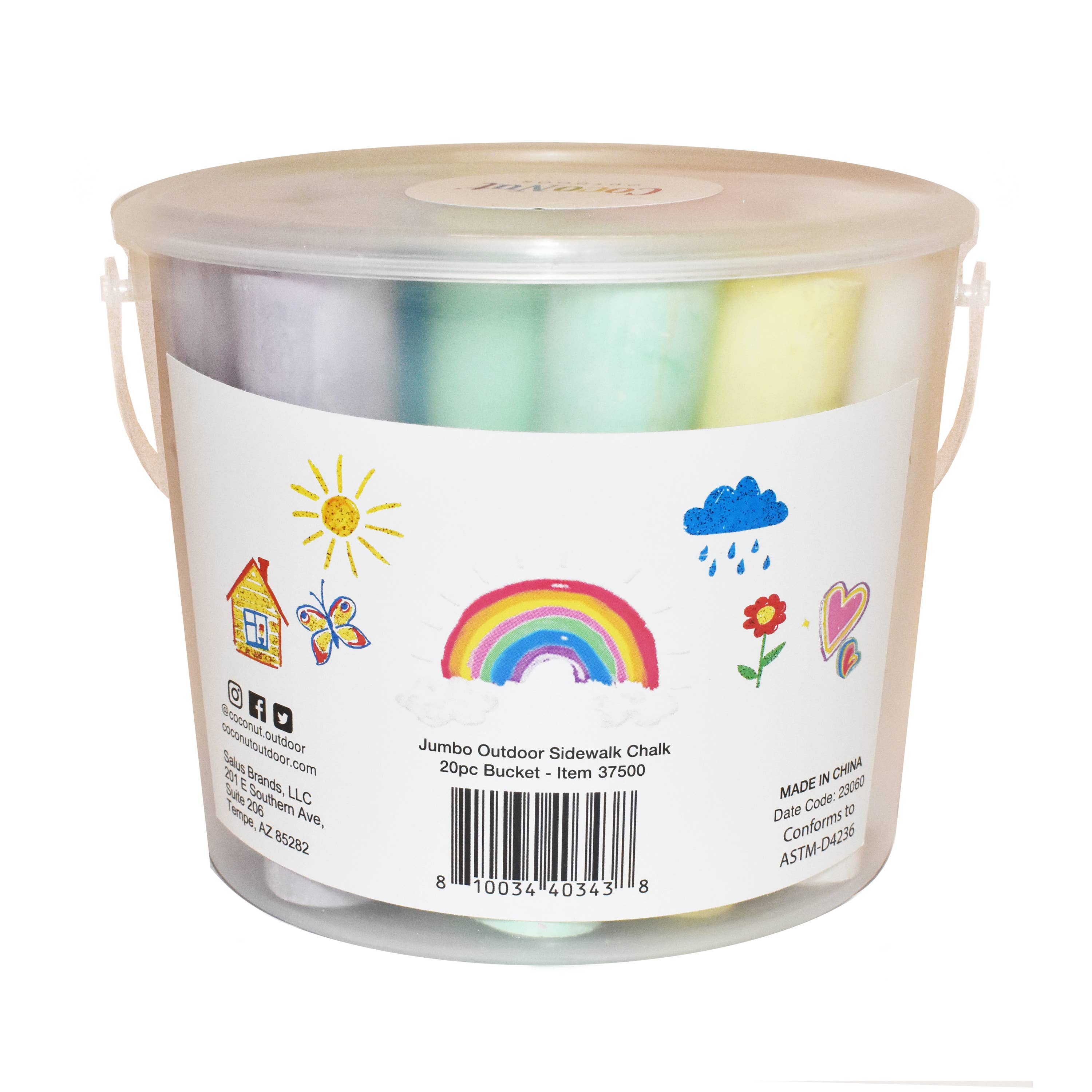 Salus Brands - Wholesale Chalk - Jumbo Outdoor Sidewalk Chalk 20pc Bucket3