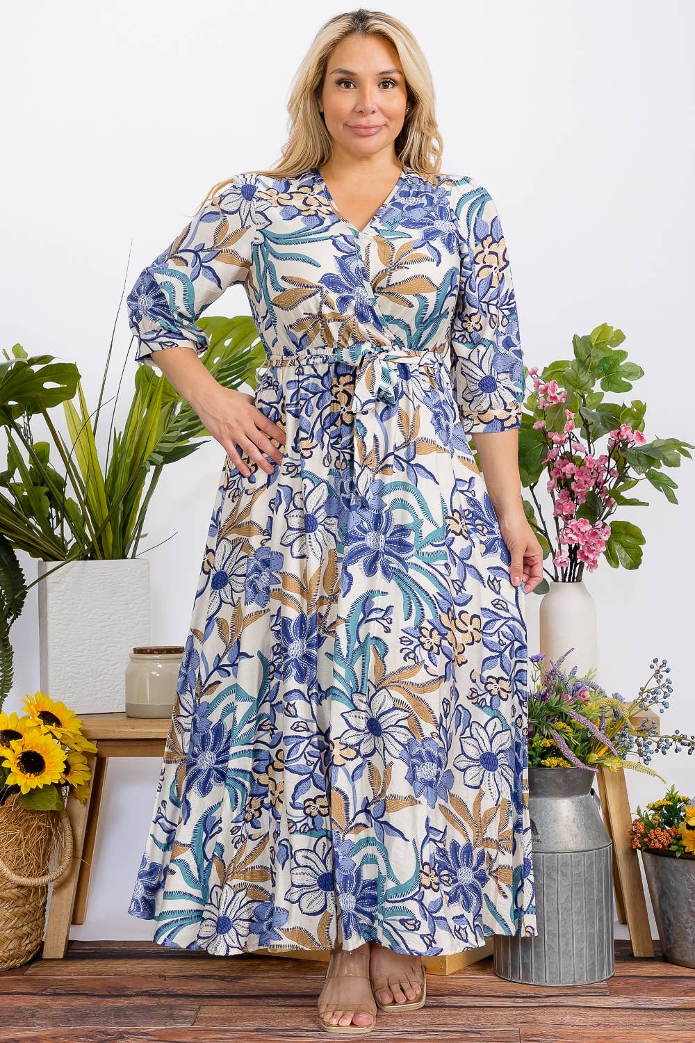 Fashion Space – Großhandel Kleid – Damen – Maxikleid mit Blumenmuster für Damen in großen Größen4