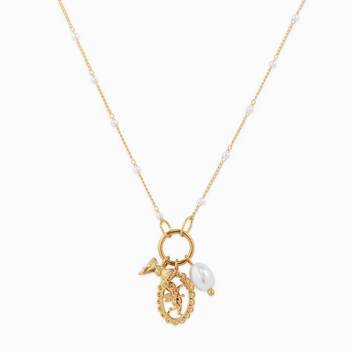 Sessori - Wholesale Pendant/Charm Necklace - Trio Charm Angel Pearl Necklace