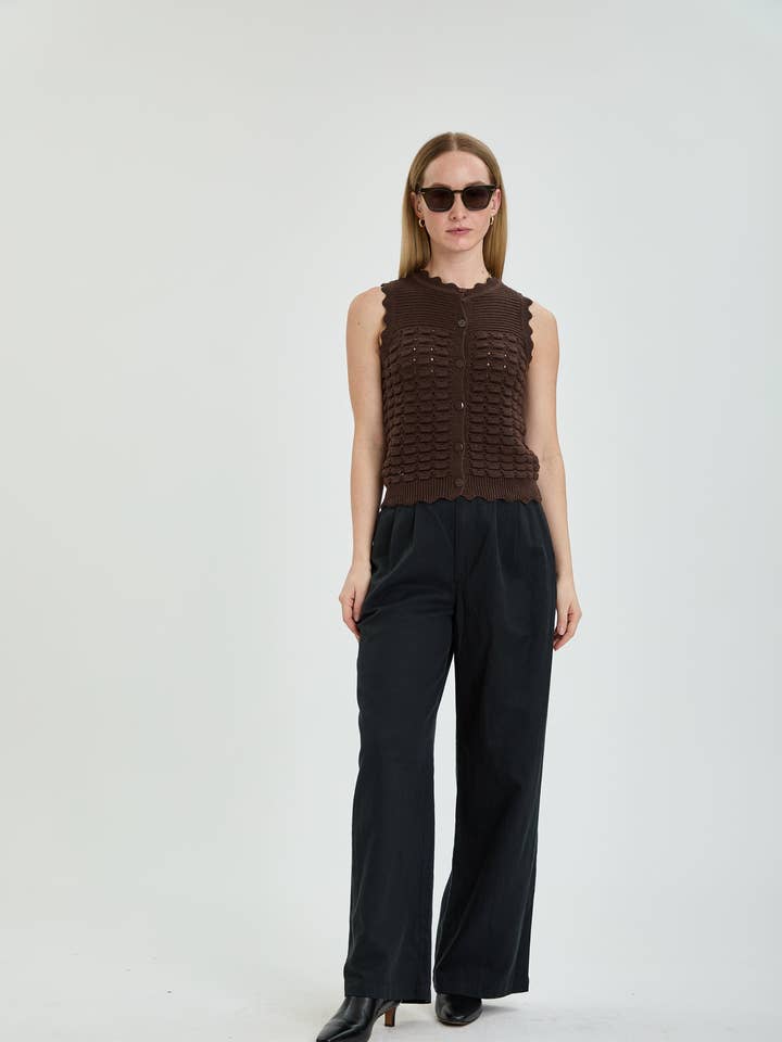 Delilah Sweater Vest in Chocolate for wholesale by Thuli