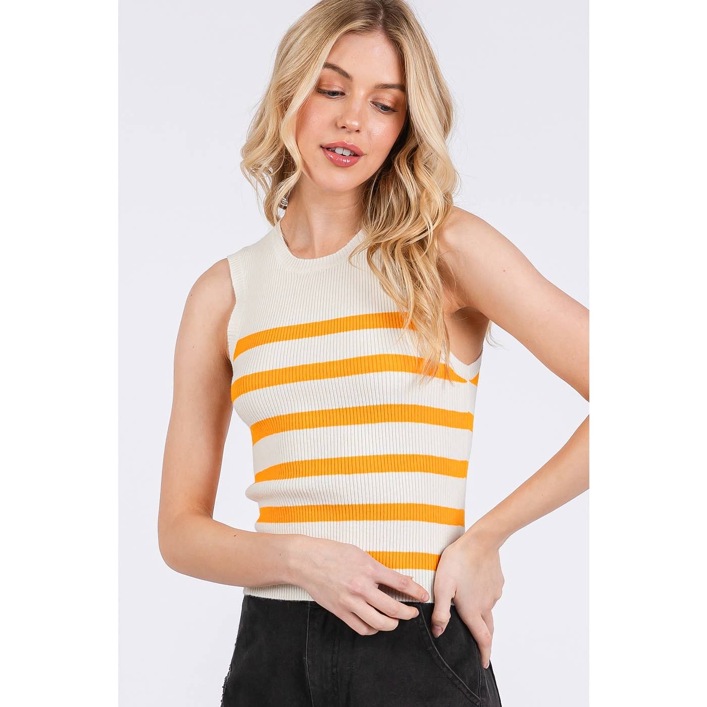 mittoshop – Engroshandel Pullover - Dame – STRIBET PRINT SWEATER STRIKKET TANK TOP14