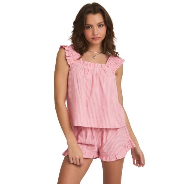 Sleeveless Pajama Top with Ruffle Detail Shoulder for wholesale by Apolline