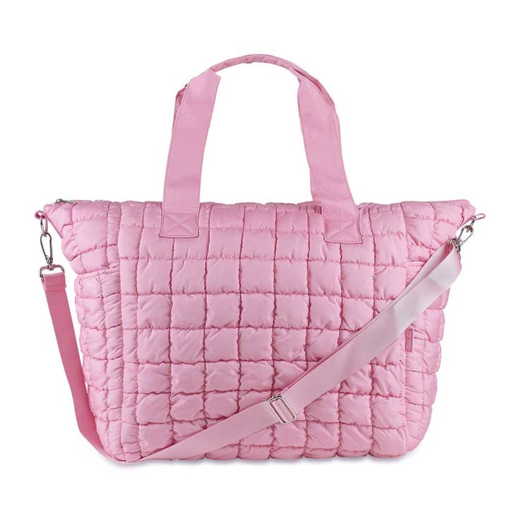 Top Trenz Inc - Wholesale Tote Bag - Women's - Pink Scrunchie Puffer Tote Bag