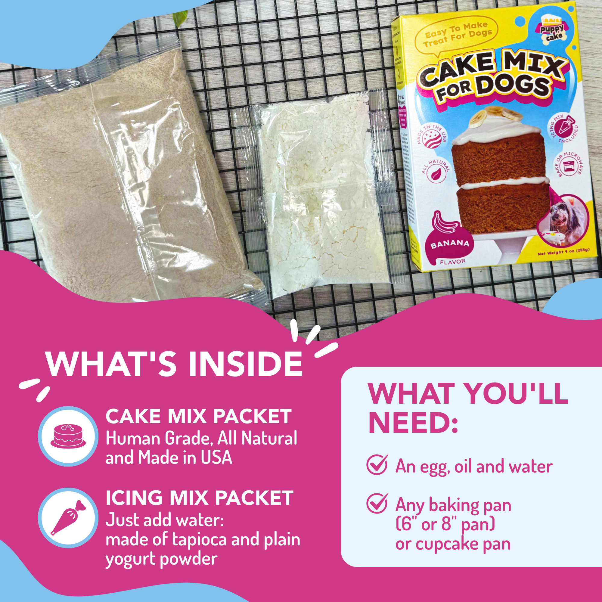 Puppy Cake LLC - Vente Friandises – chien - Puppy Cake - Mélanges à gâteaux d'anniversaire pour chiens avec glaçage14