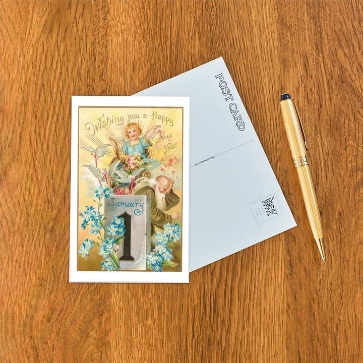 Found Image Press - Vendita all'ingrosso Cartoline - Cartolina HN-100 Augurandoti un Felice Anno Nuovo, Angelo Vittoriano