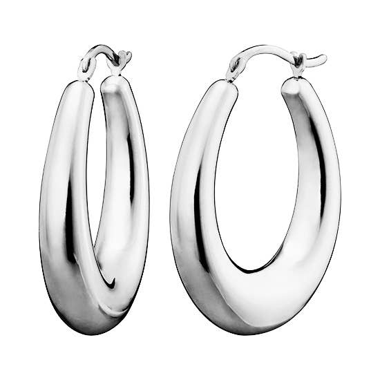 Argolas ovais de 1,25" em prata por atacado de Almond Tree