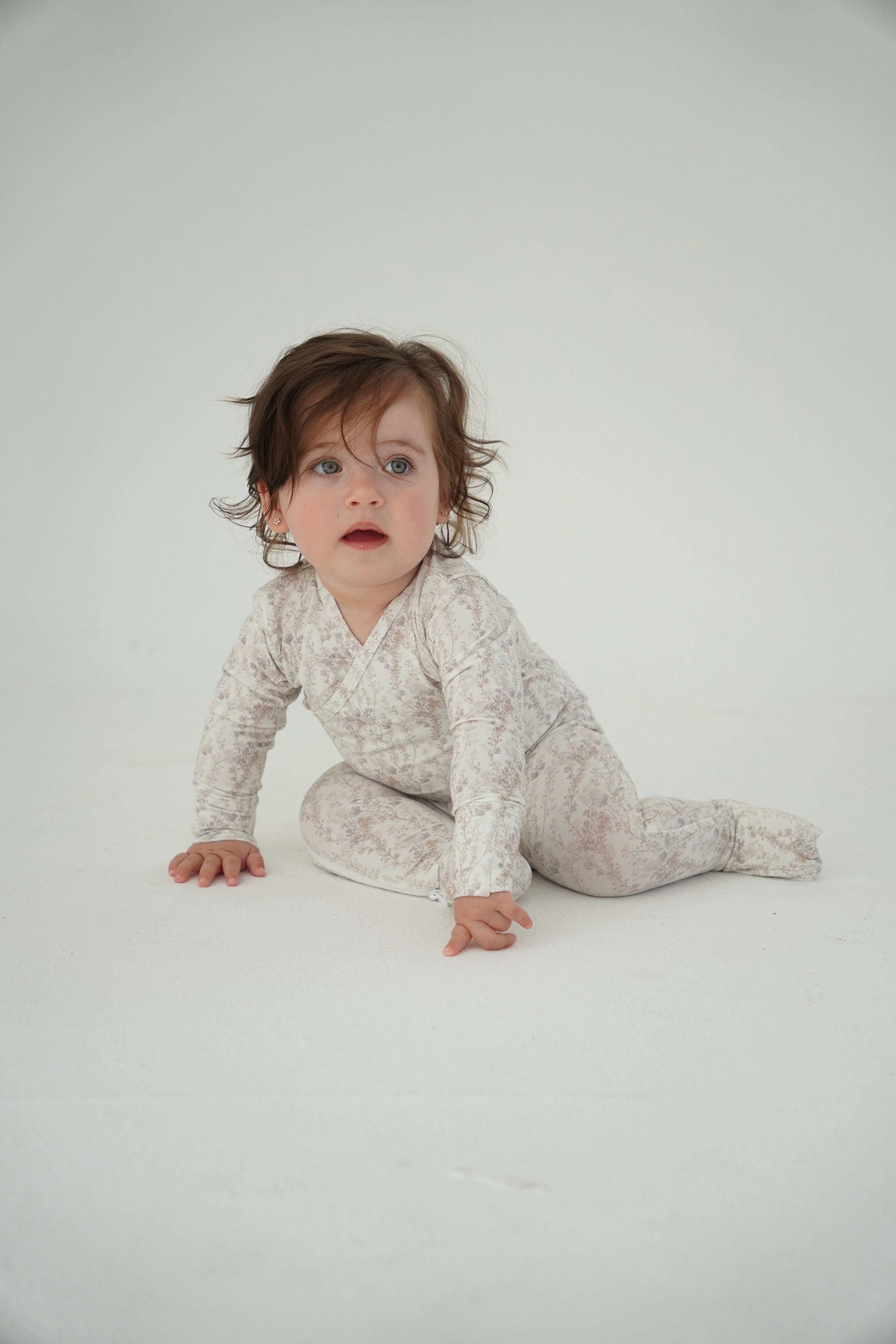 Little Threads - Wholesale Sleepsuit - Baby - Delicate Neutral Branches Bamboo Wrap Footie1