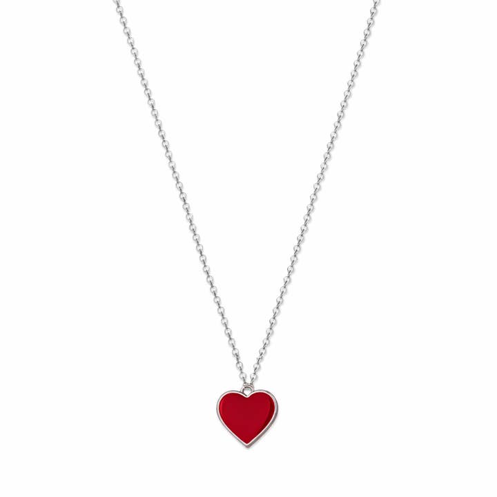 Silver Radiant Heart Red Pendant Necklace for wholesale by Rejected Hearts Club