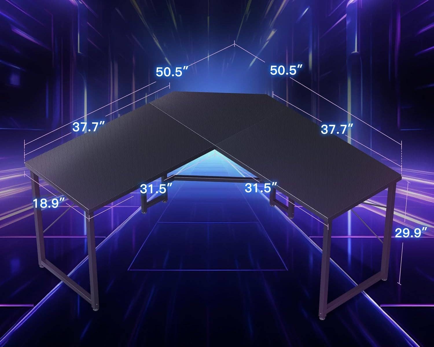 L Shaped Gaming Desk 51 Inch Computer Desk Carbon Fiber for wholesale on Faire2