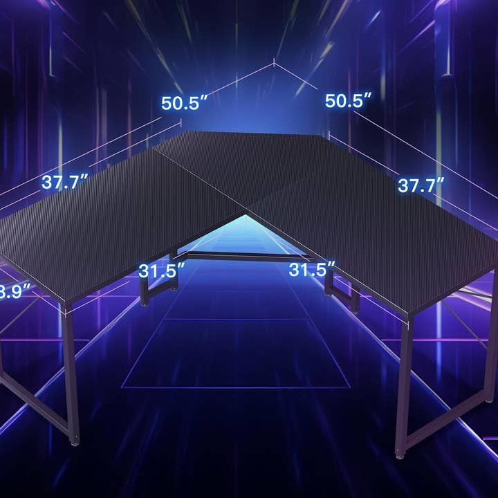 L Shaped Gaming Desk 51 Inch Computer Desk Carbon Fiber for wholesale on Faire2