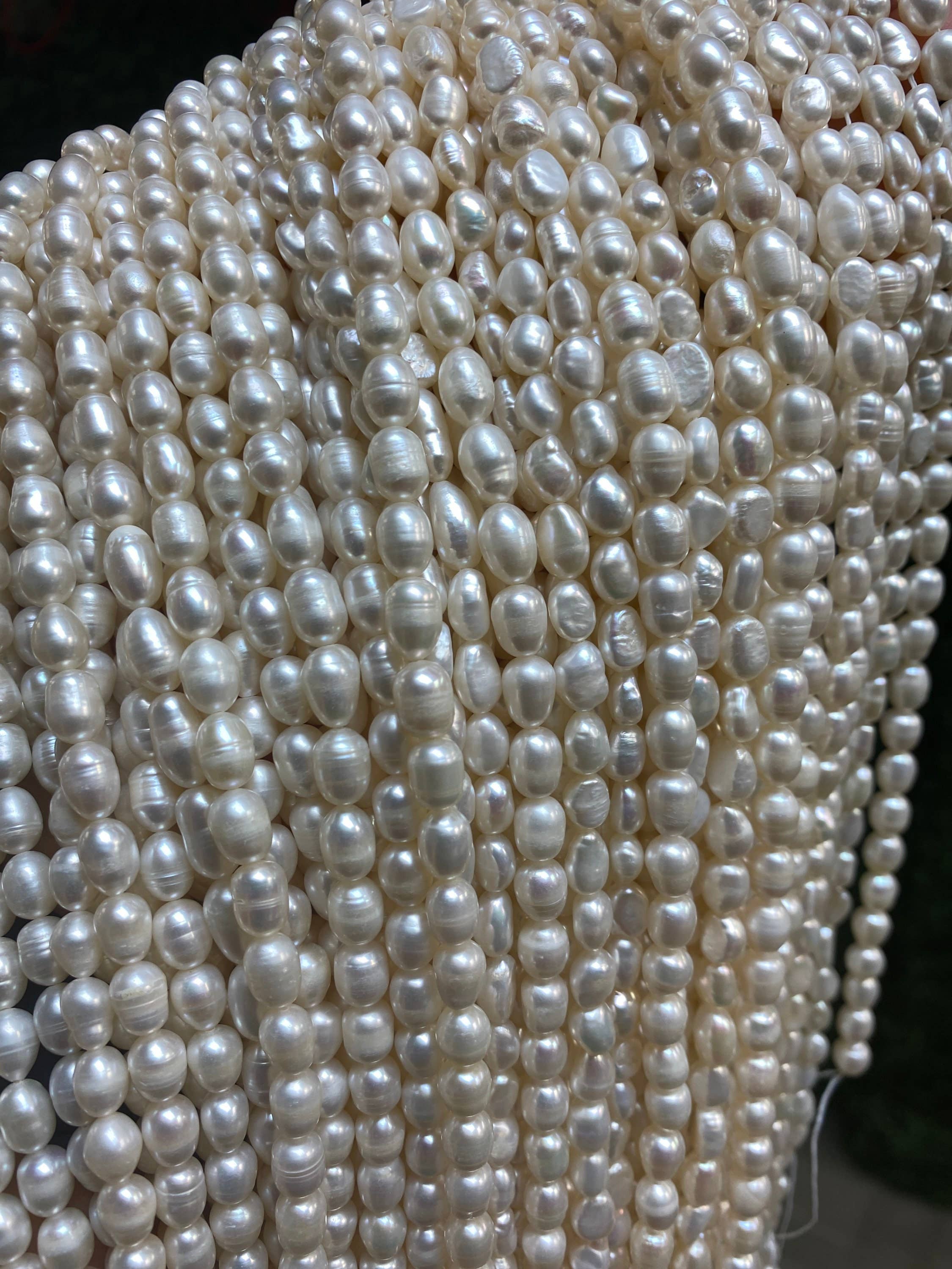 The Bead Bazaar - Wholesale Beads - Dainty 6X8mm Rice Freshwater Pearls For Necklace, Wholesale2
