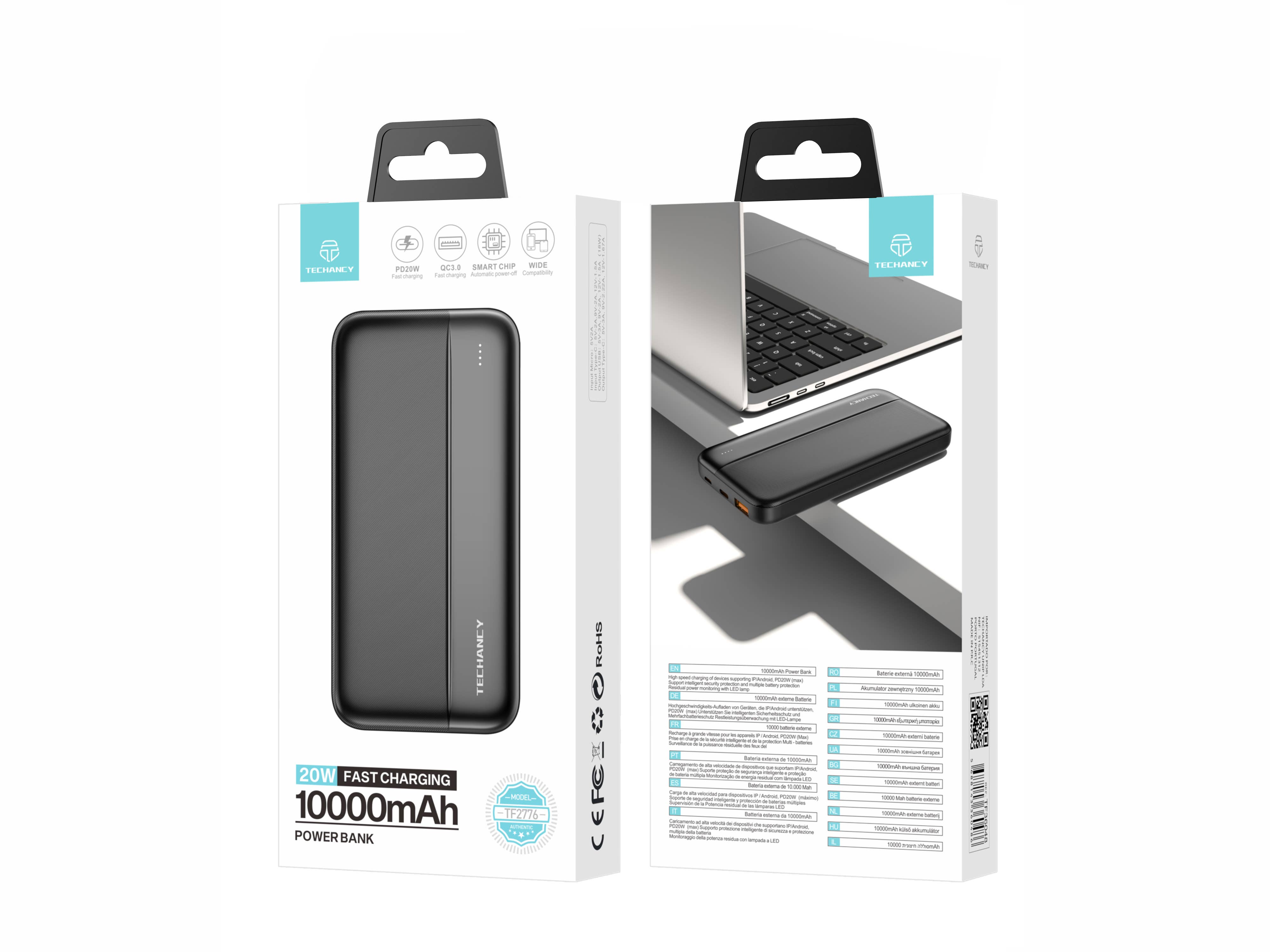 TECHANCY - Wholesale Portable Charger - TECHANCY Power Bank 10,000 mAh, Slim & Lightweight Mobile2