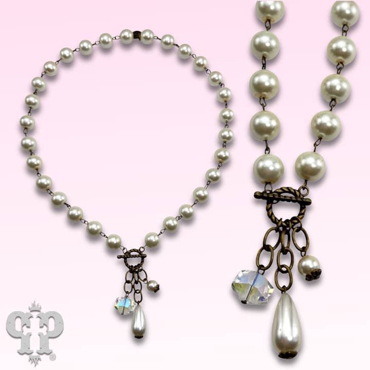 Collier en perles de verre liées avec breloques en perles pour la vente par Pink Panache Brands