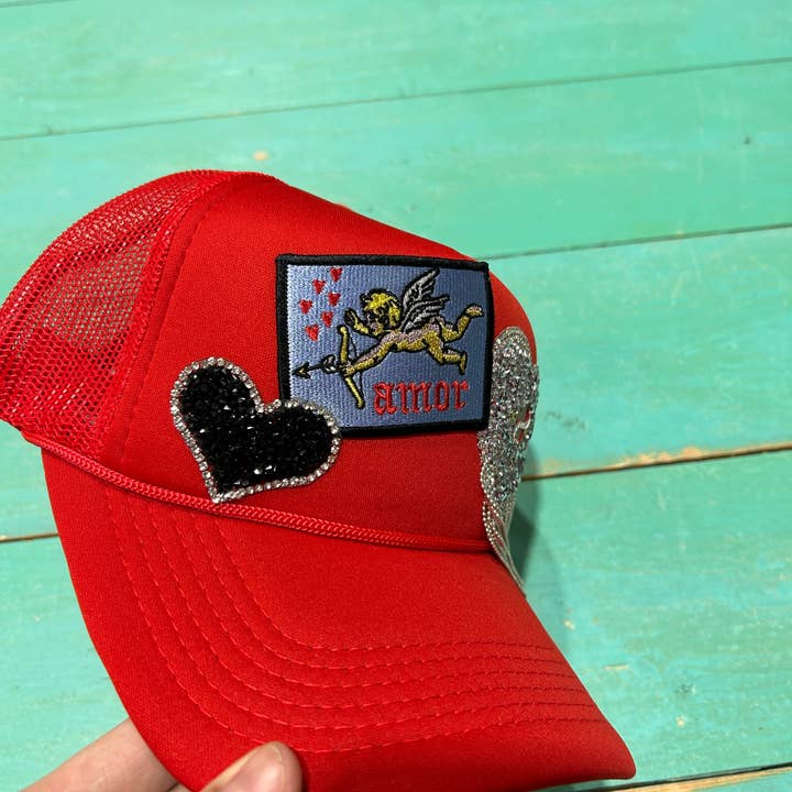 All things Amor Trucker Hat | Valentine Cap | Cupid | Heart for wholesale by Vibes Hat Company
