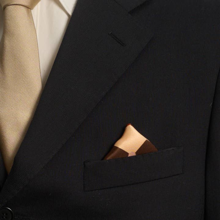 "Checkerboard" Silk Pocket Square - Coffee for wholesale on Faire