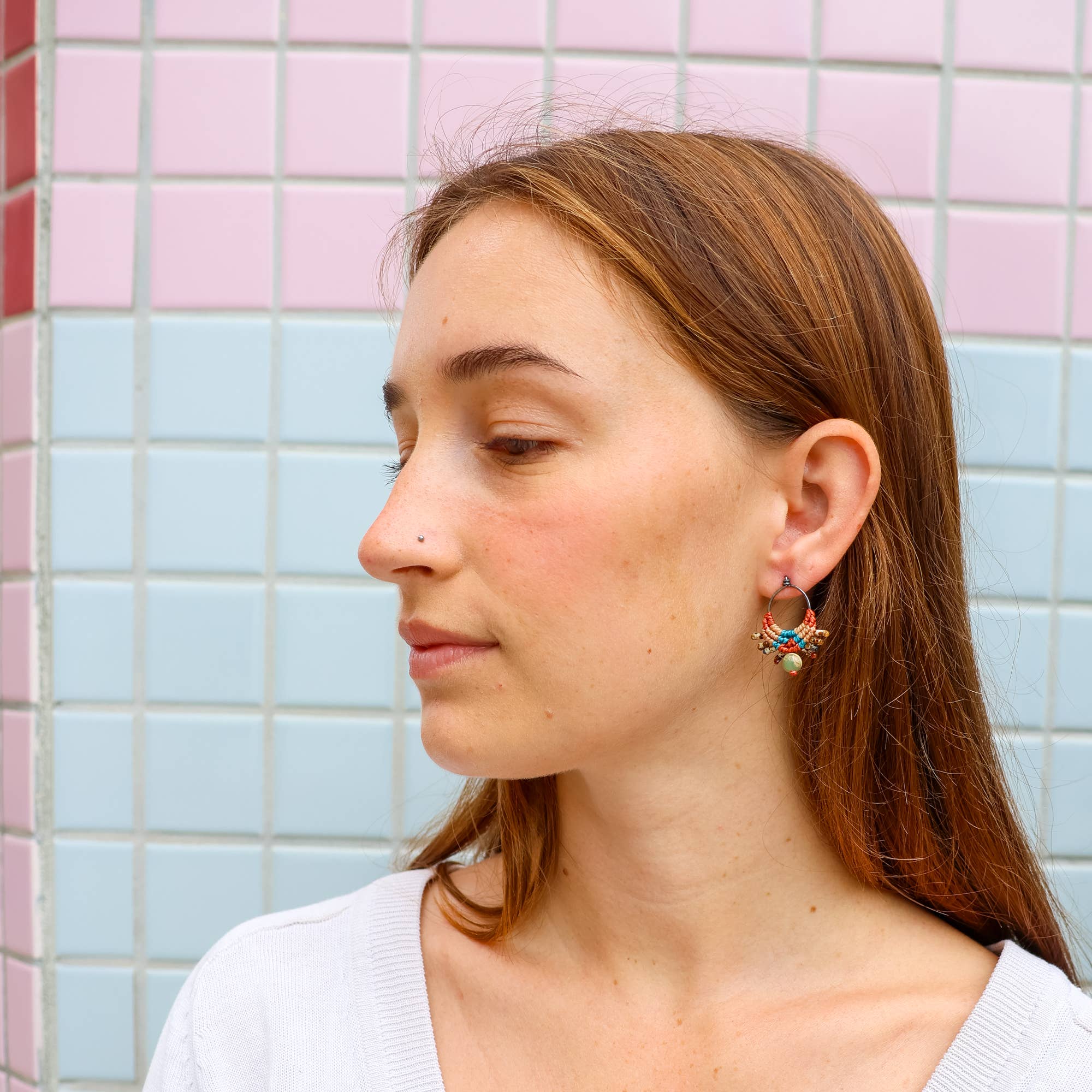 The Stitch Alliance - Wholesale Dangle Earrings - Sun Circle Macrame Earrings / Sterling Silver / Sedona1