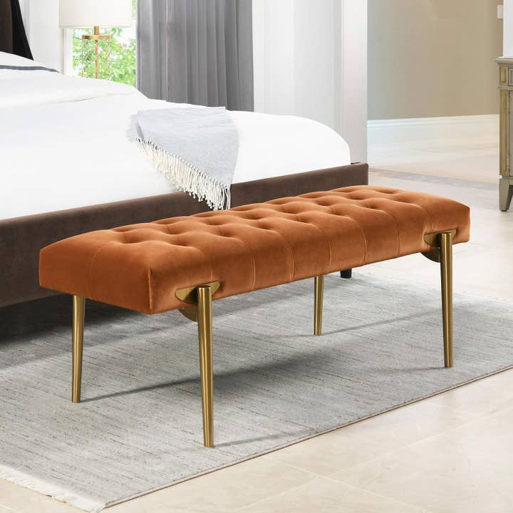 Jennifer Taylor Home - Wholesale Bench - Aria Upholstered Gold Accent Bench