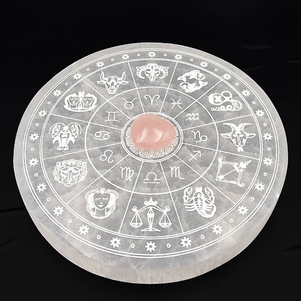 Shamans Crystal - Wholesale Crystal Charging Plate - Zodiac Selenite Charging Plate Round 10cm1