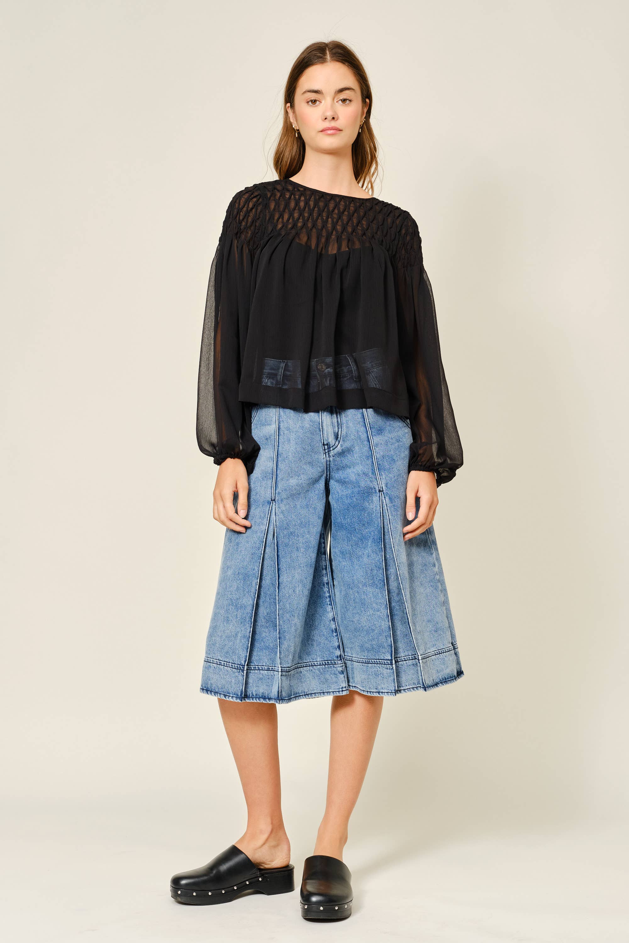 Aaron & Amber - Wholesale Blouse - Women's - AJT5433 SPECIAL SMOCKED DETAIL LONG SLEEVE BLOUSE10