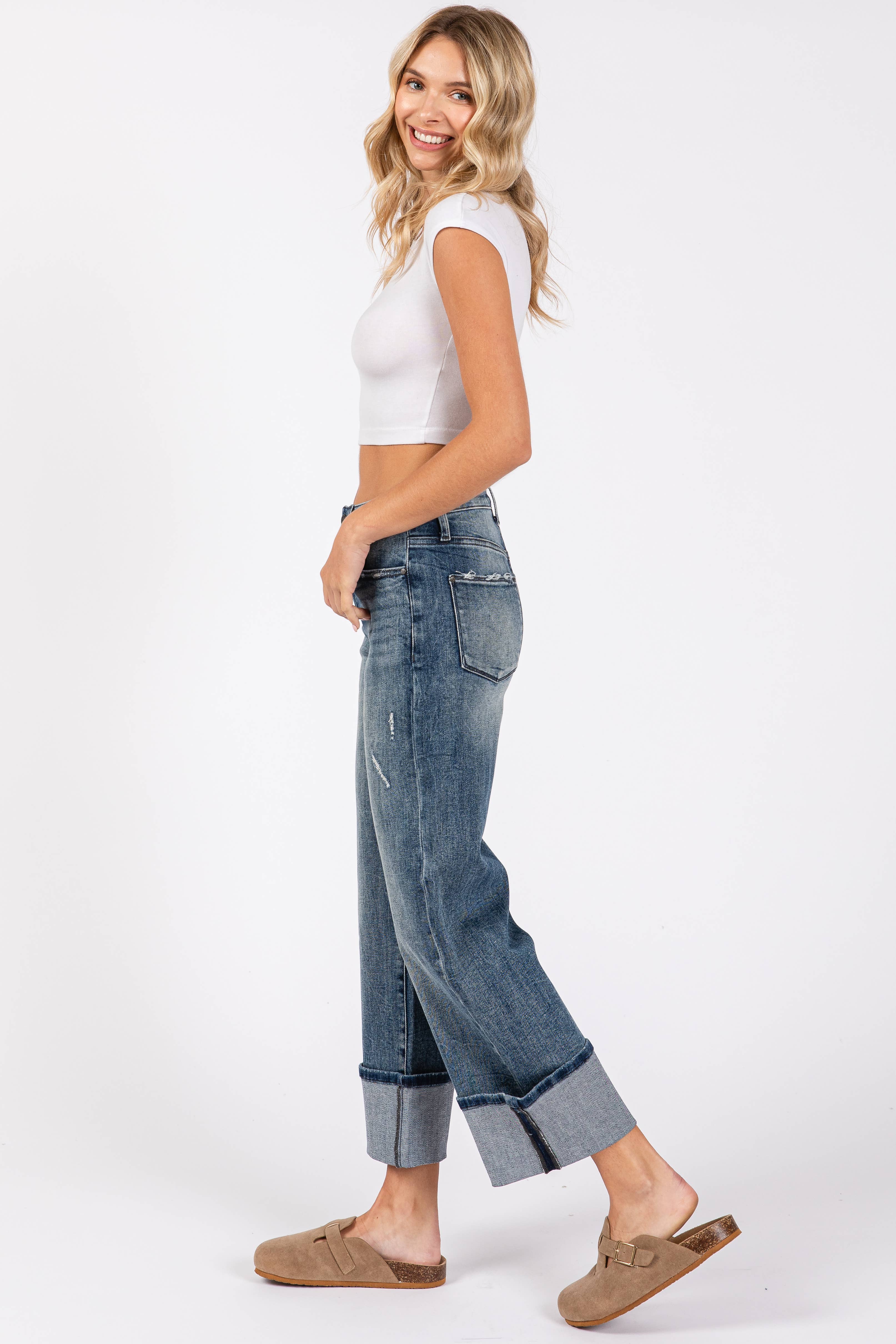 Petra153 - Wholesale Jeans - Women's - P1296T-DM HIGH RISE STRETCH LOOSE STRAIGHT W/ CUFFED HEM3