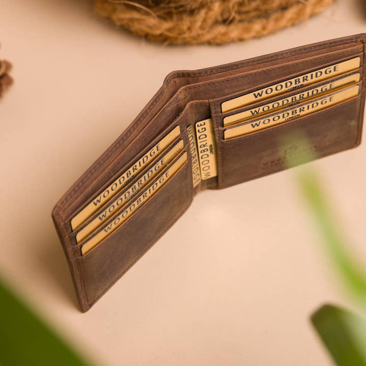 Redbrick - Wholesale Portemonnee - Heren - Woodbridge herenportemonnee van ruw bruin leer met dubbele vouw6