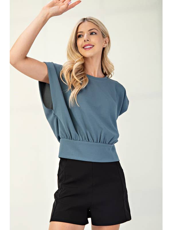 Glam - Wholesale Blouse - Women's - Round Neck Voluminous Top12