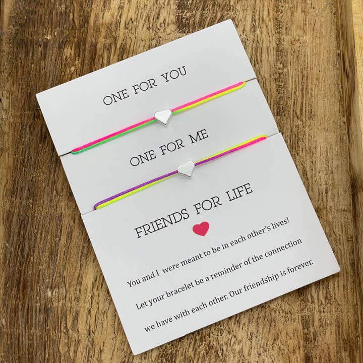 Parsley & Pepper - Wholesale Charm/Dangle Bracelet - FRIENDS FOR LIFE, 2x Minimalist Heart Friendship Bracelet ♥ ︎