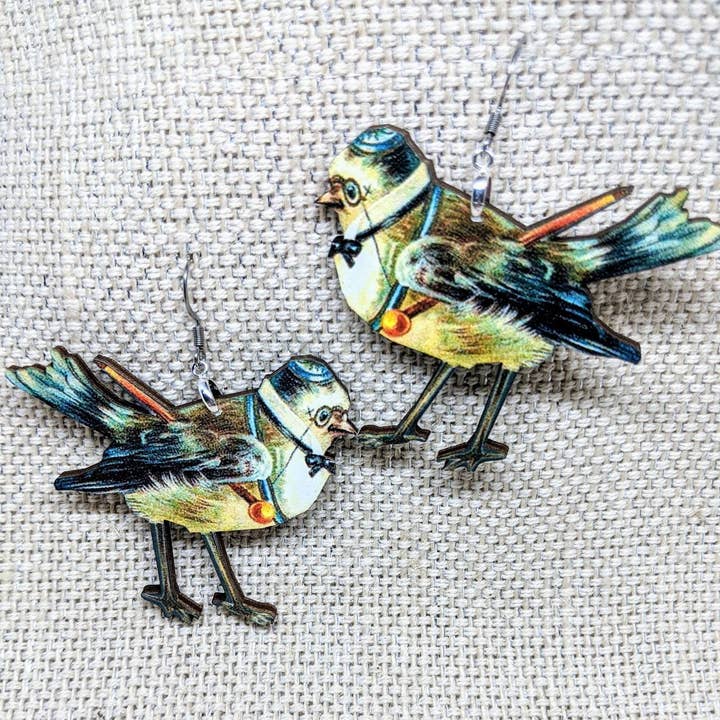 Professor McBird Earrings for wholesale by Iamsonotcool