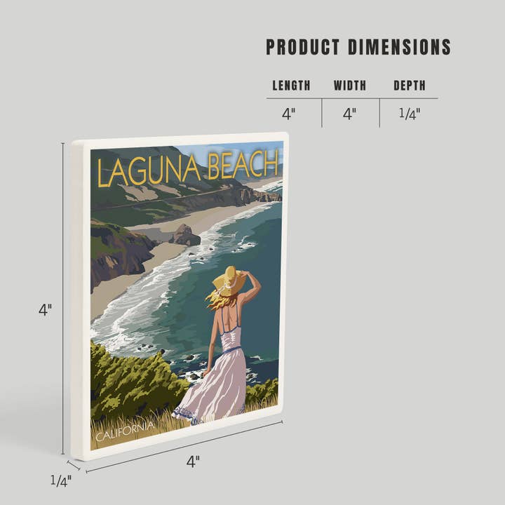 Lantern Press - Wholesale Coasters - Ceramic Coaster Laguna Beach, California, Coast Scene3