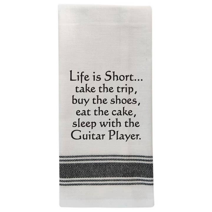 BB-L-79 White Kitchen Towel "Life is short. Take the trip…" for wholesale by Wild Hare Designs