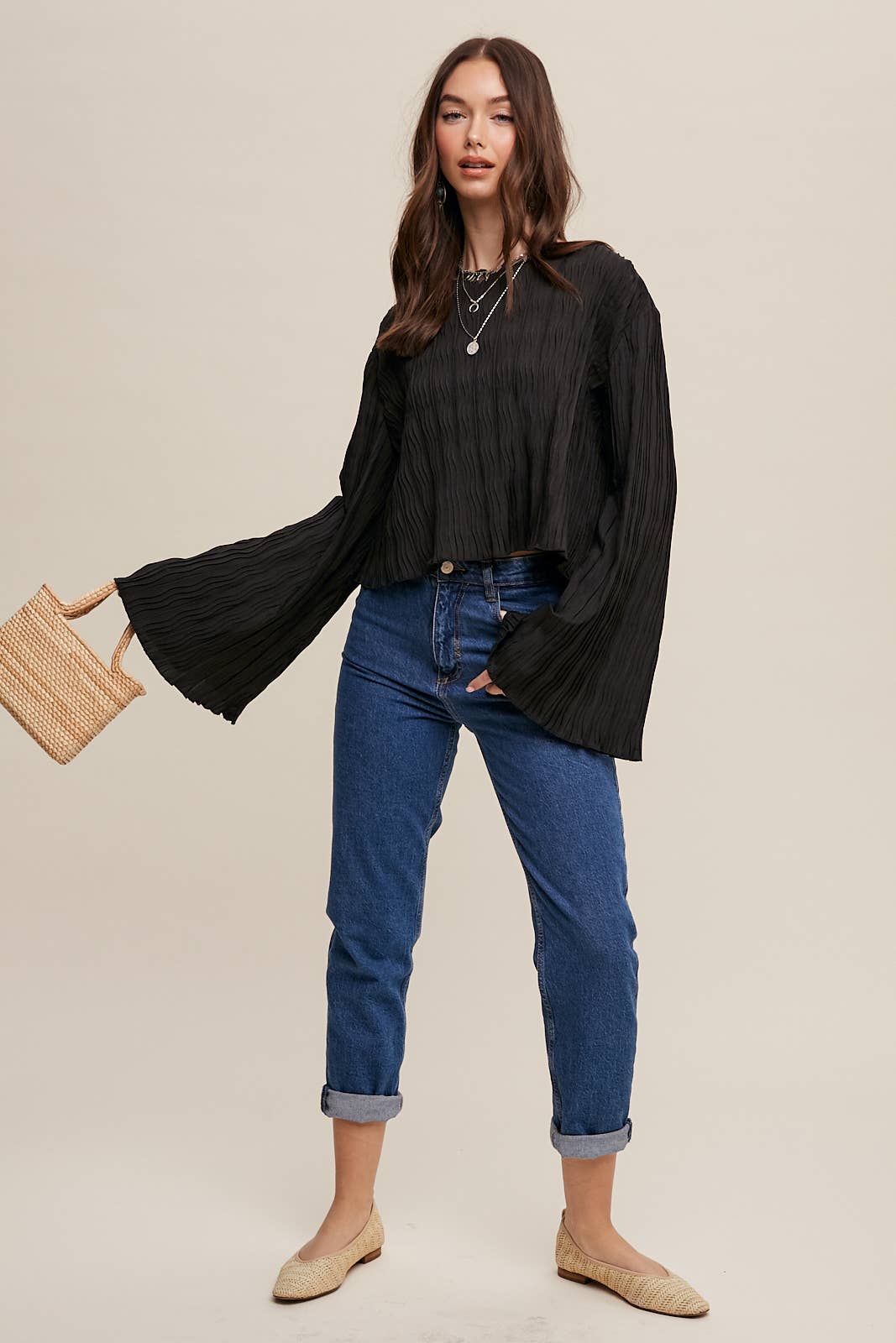 Listicle - Venta al por mayor Blusa - Mujer - Blusa plisada con espalda abierta y lazo.20