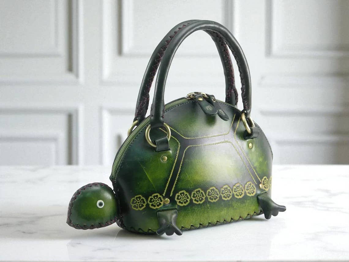 Sunflower Handmade leather inc - Vendita all'ingrosso Borsa con manico - Donna - Borsa a mano in pelle fatta a mano a forma di tartaruga5