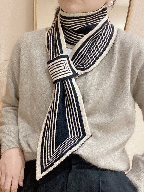 BLACK WHITE Split-Joint Striped Scarf for wholesale on Faire0