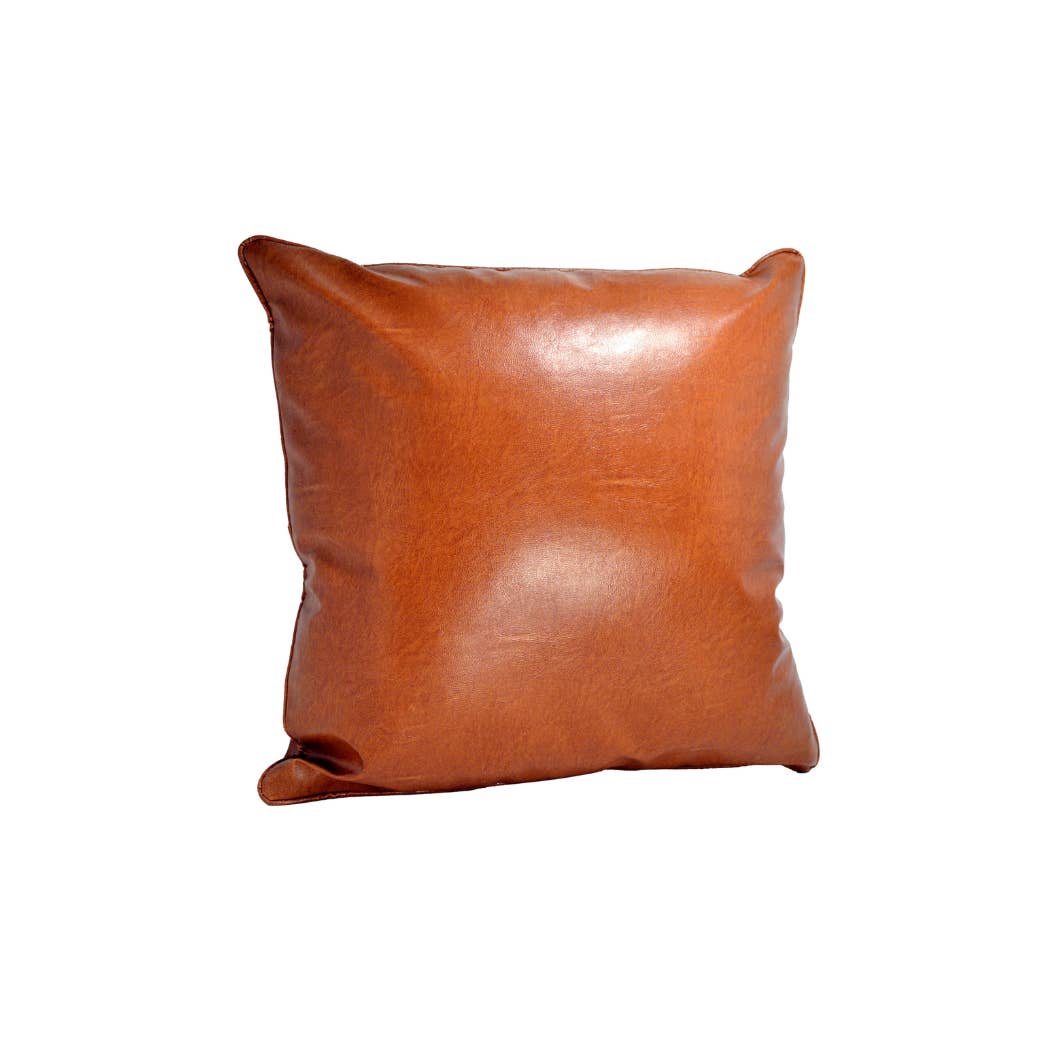 Concepts In Time - Wholesale Throw/Decorative Pillow - Concepts Cognac Luxe Pillow – 18" Faux Leather Style