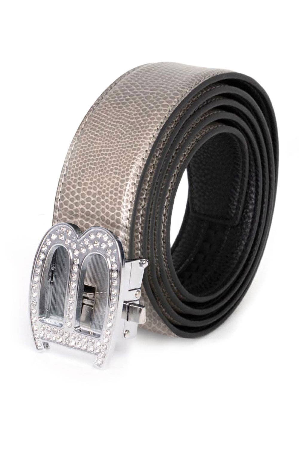 BARABAS – wholesale Belt – Men's – Men's Rhinestone B Letter Buckle Leather Belt BK81043