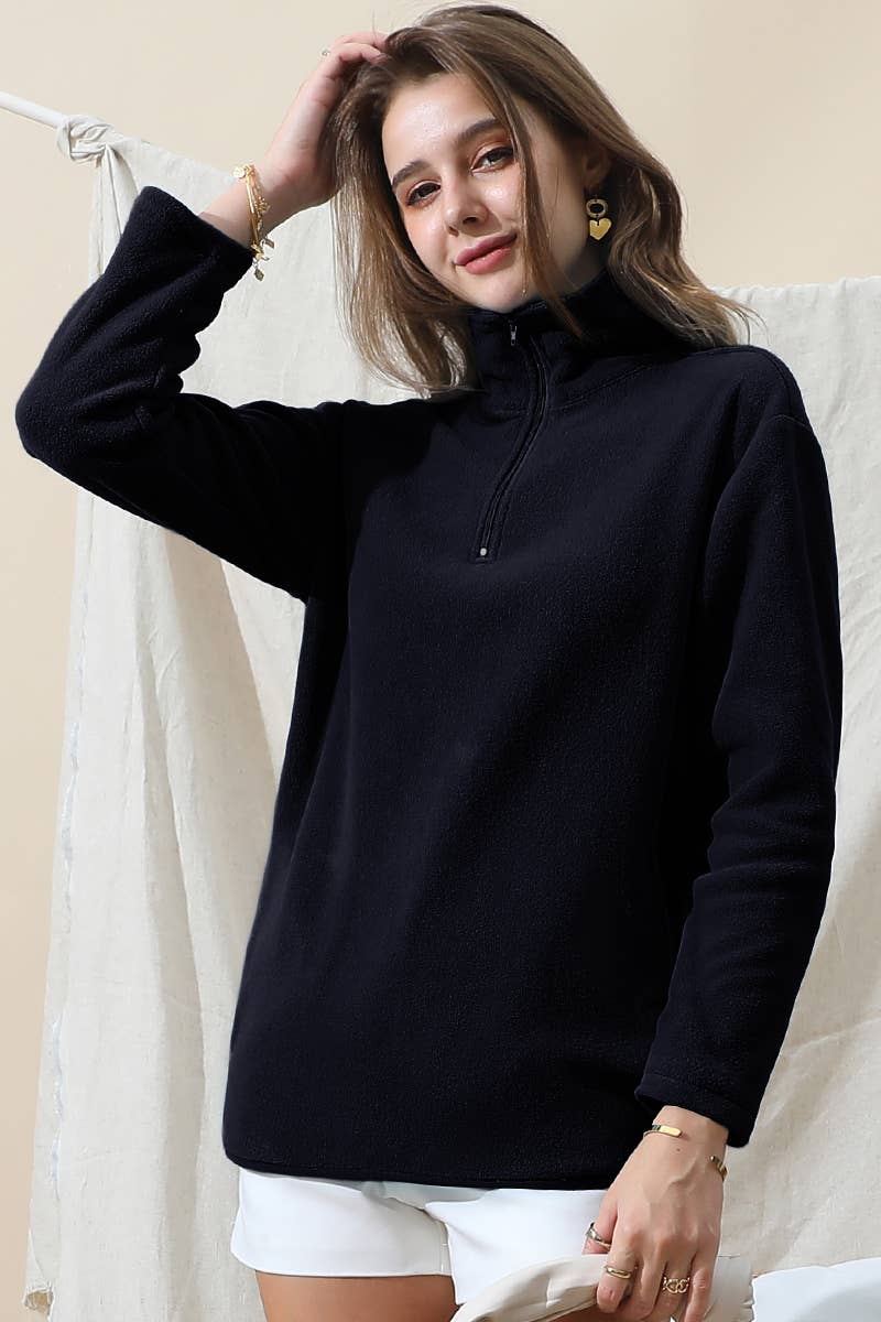NINEXIS - Wholesale Sweatshirt - Women's - CWTTL1441_Zip Neck Lightweight Pullover Sweatshirt15