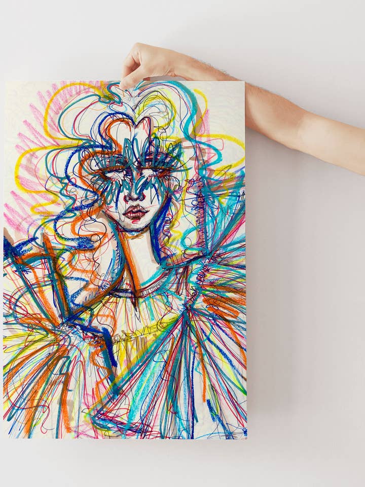 Psychedelic Eclectic Trippy Colorful Fashion Art Print for wholesale by Rhinestone Rodeo Art