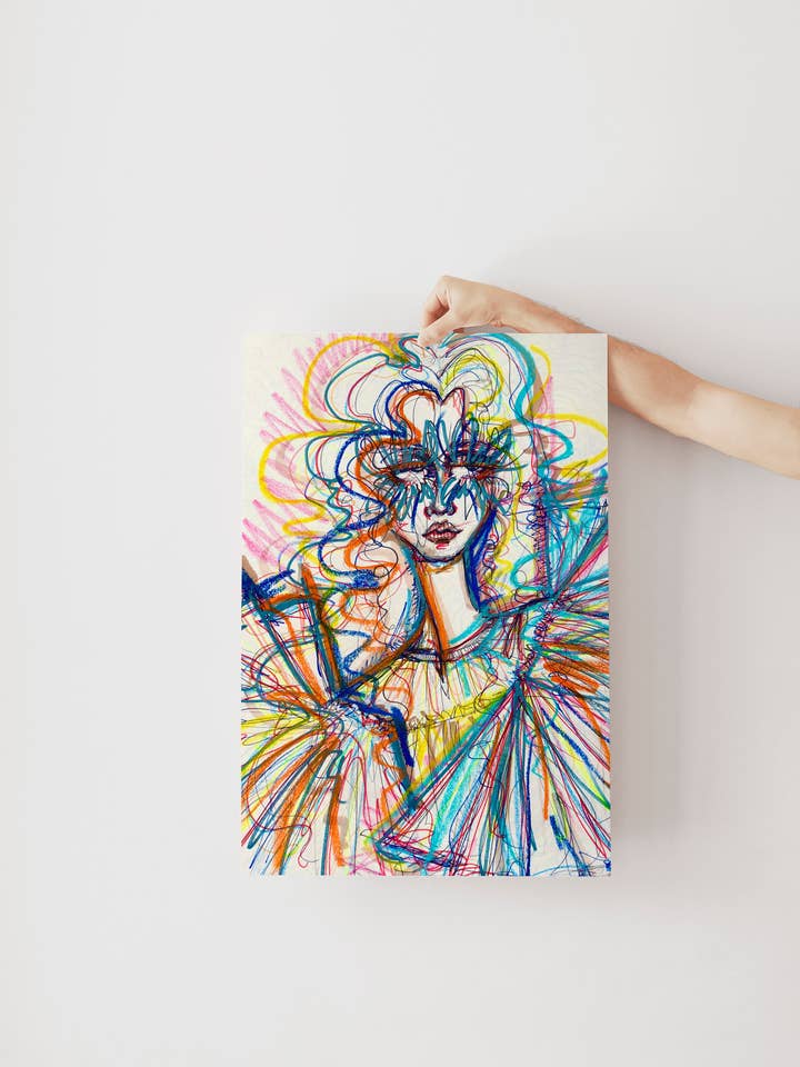 Psykedelisk eklektisk trippy farverigt modekunsttryk for engroshandel hos Rhinestone Rodeo Art