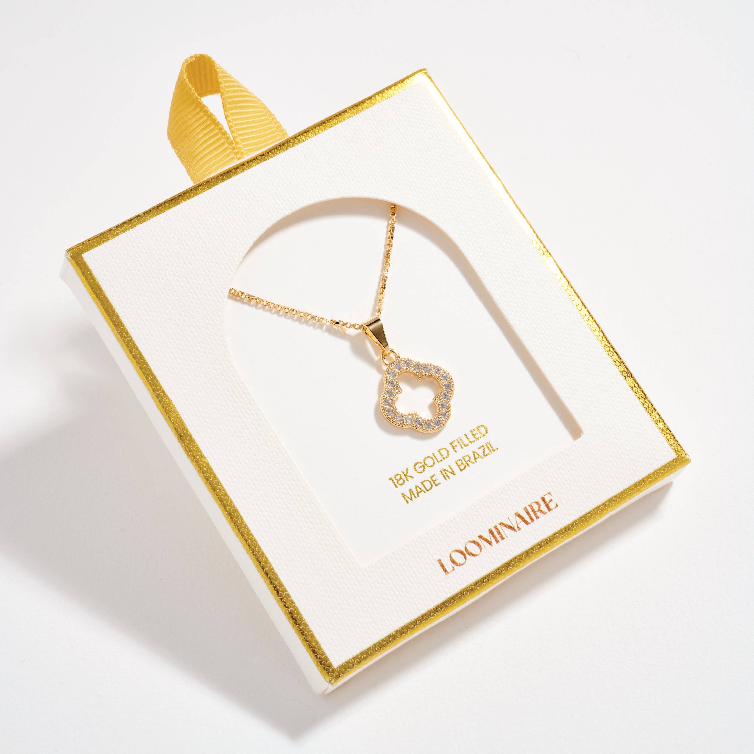 GD Gold Filled Four-Leaf Clover Pendant Necklace for wholesale on Faire4