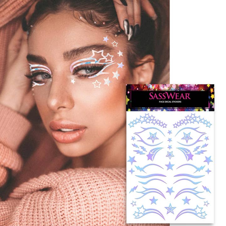 Festival Face Decals- Stars/Holographic for wholesale by Sasswear