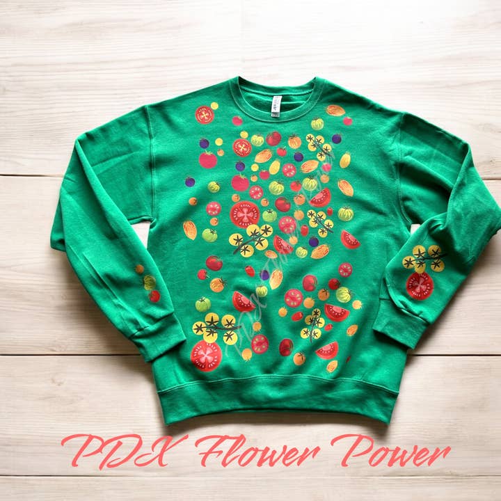 Tomato Sweatshirt, Heirloom tomato sweatshirt, Gardening gift for wholesale by PDX Flower Power
