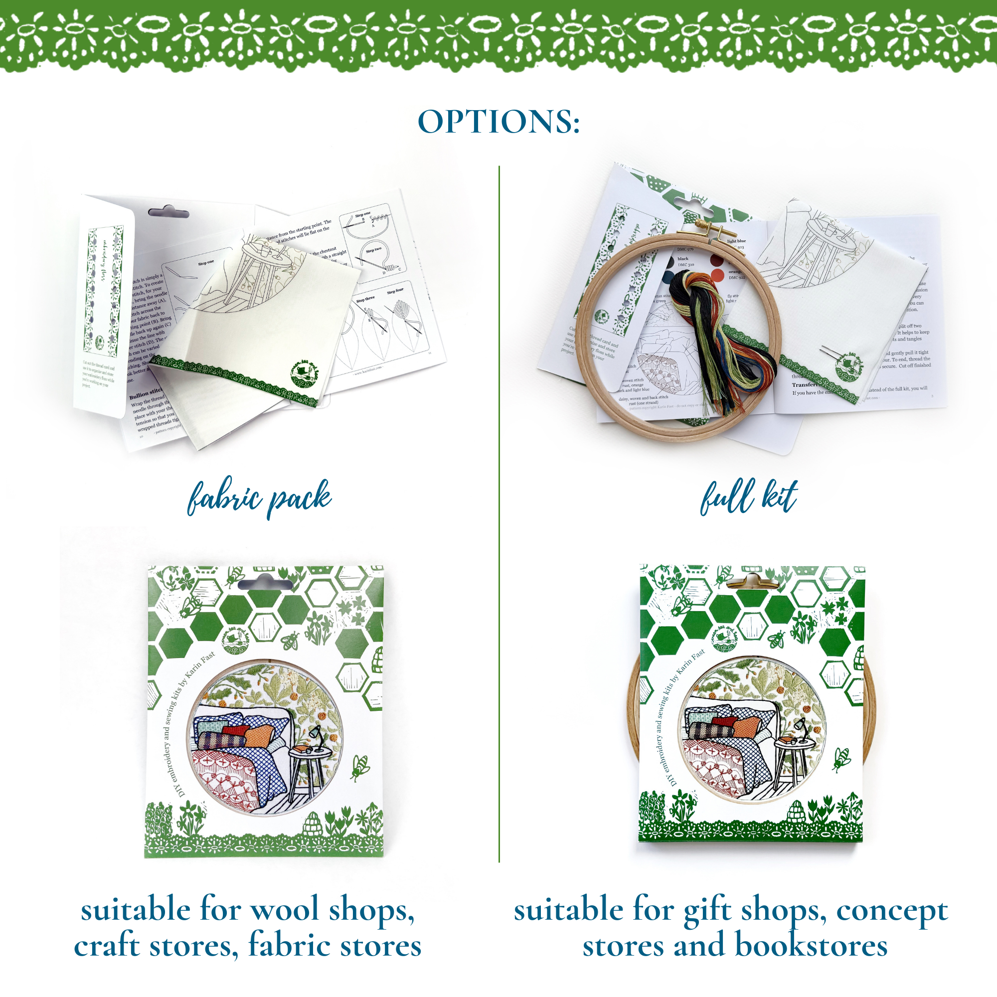 Cream Tea and Lace - Wholesale Embroidery/Cross Stitch Supplies - embroidery kit midsummer, interior design modern hoop art13