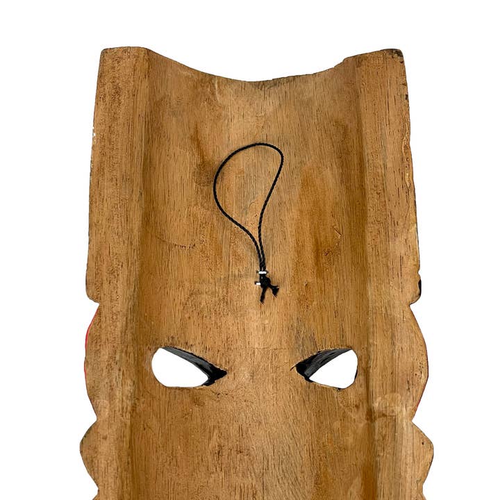 Zeckos – Engroshandel 3D-vægkunst – Sæt med 10 udskårne træ-tiki masker til væg, 30 cm høje3