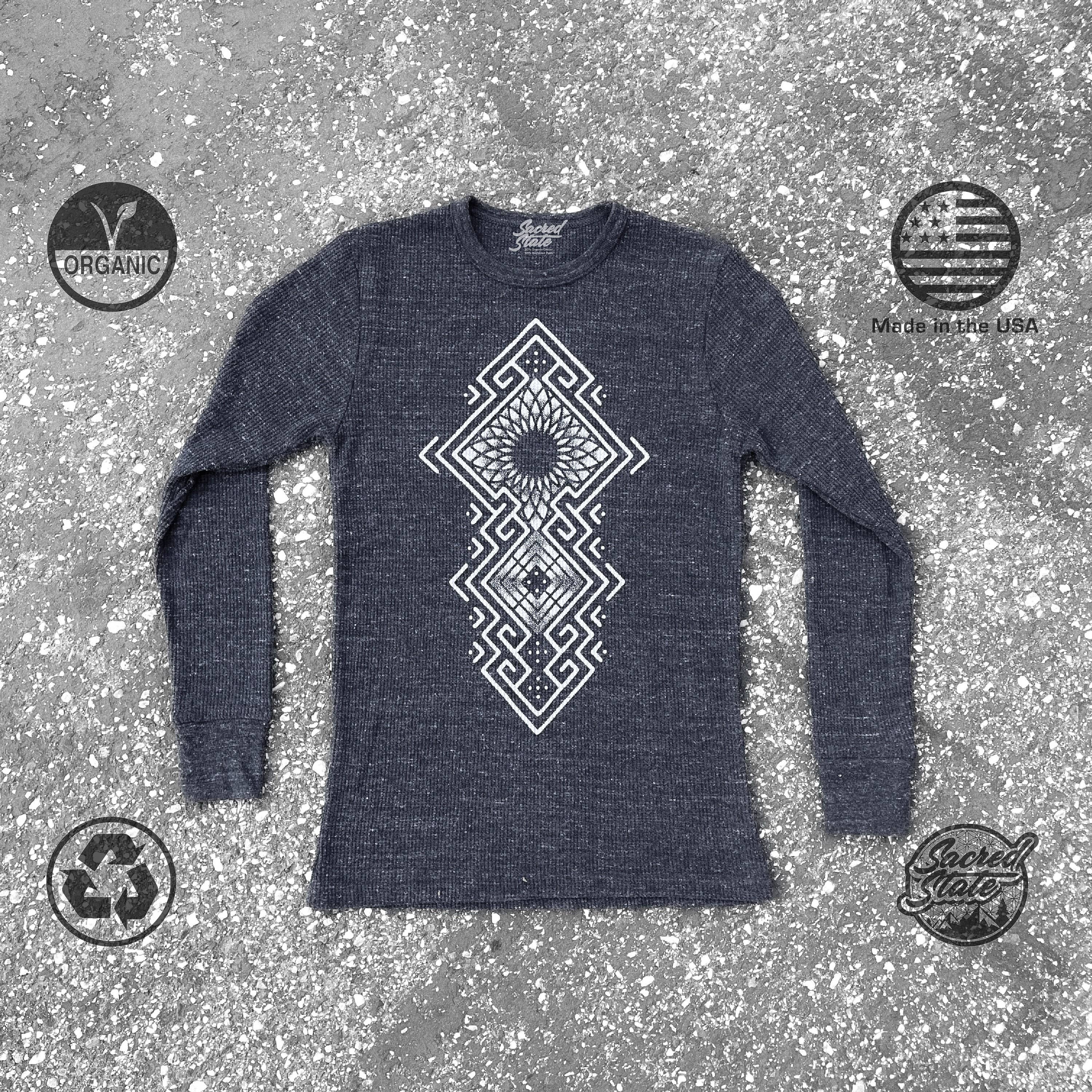 Sacred State Design - Wholesale Screen Printed T-Shirt - Women's - Eco Thermal Geometric Sacred Geometry Festival Shirt0