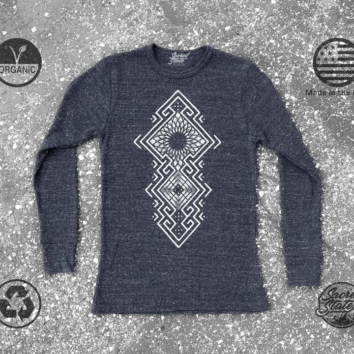 Sacred State Design - Wholesale Screen Printed T-Shirt - Women's - Eco Thermal Geometric Sacred Geometry Festival Shirt0