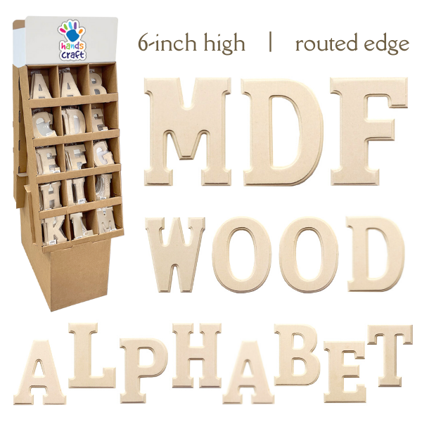 Angels Craft – wholesale Craft supplies – Wood Letters MDF 6-inch with Routed Edge, 1-ct1