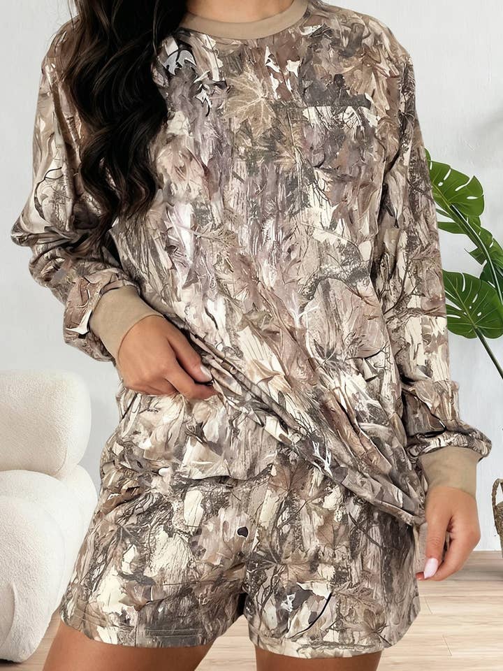 Out to the Woods High Rise Camo Avery Mae Short Set for wholesale by LA Society