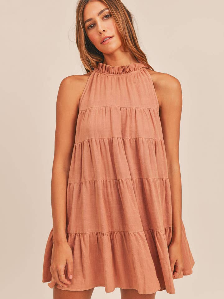 Vickie mini-jurk met ruches voor wholesale door The Mel Boutique