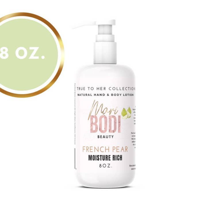 French Pear - Lotion naturelle pour les mains et le corps 8 oz pour la vente par MariBodi Beauty