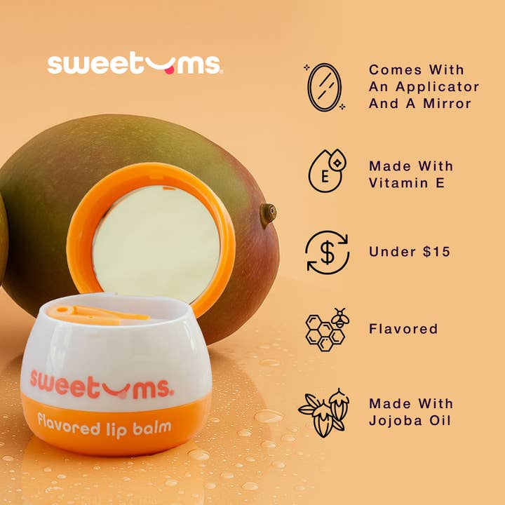 Sweetums - Wholesale Lip Balm - Sweetums Mango Flavored Lip Gloss with mirror and applicator1